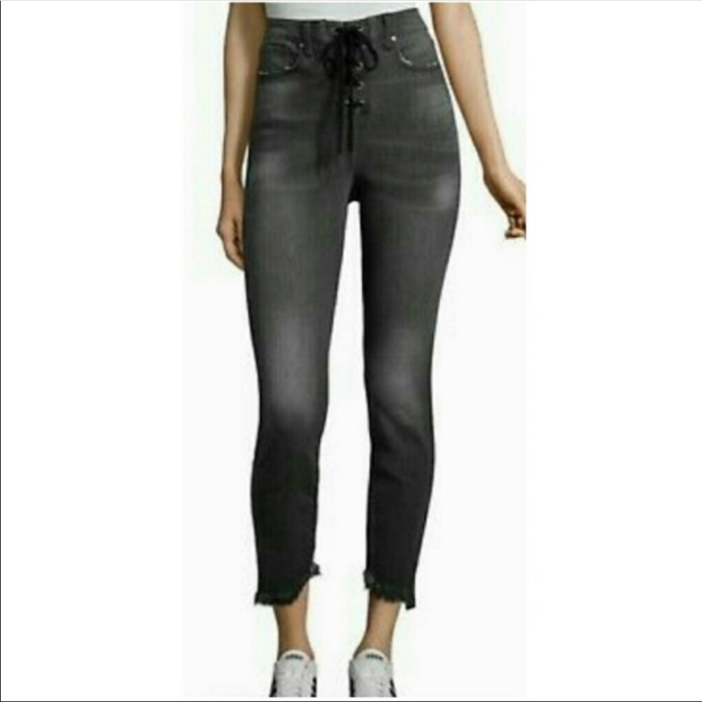 Project Runway Gray Frayed High Waisted Jeans size 6
